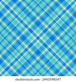 No hay gente a cuadros patrón tartán, tela de octubre fondo sin fisuras. Vector de control textil de textura de estilo en colores verde azulado y cian.