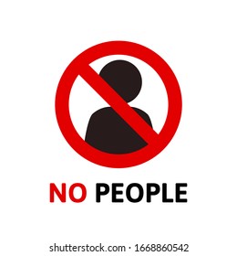 No people - red sign, banner or sticker. No way, no entry for people. Vector illustration, flat design element, isolated on white background.