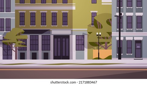 No People Urban Town Street Buildings City Houses Exterior Cityscape Background