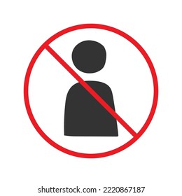 No People vector icon. Forbidden users icon. No user vector symbol. Prohibited people vector icon. Warning, caution, attention, restriction flat sign design  pictogram