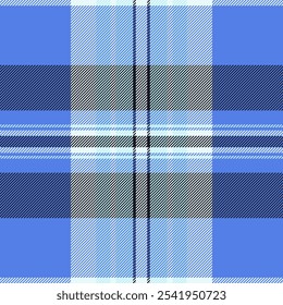 No people vector texture plaid, outfit seamless tartan textile. Youth pattern background check fabric in blue and black colors palette.