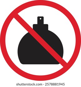 No perfume sign . Forbidden perfume sign . Perfume not allowed icon vector