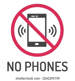 No permission in using phone poster. Vector door plate signboard.
