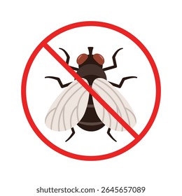 Sem ícone de mosca de praga. Ícone vermelho de interdição de círculo.