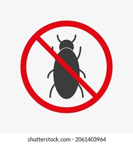 No pest vector icon isolated on white background. Pest control. No insect sign.