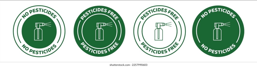 No pesticides, pesticides free green vector icon set