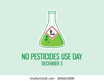 No Pesticides Use Day vector. Dangerous for the environment symbol. Laboratory chemical beaker icon vector. The symbol is of a dead tree and fish vector. No Pesticides Use Day Poster, December 3