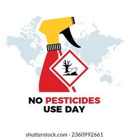 No Pesticides Use Day vector illustration. Dangerous for the environment symbol. Poisonous spray icon vector. The symbol is of a dead tree and fish vector. December 3. Important day