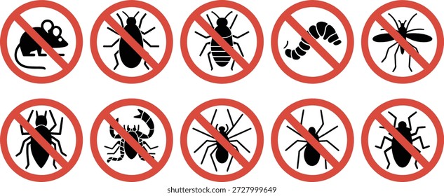 Sem sinais de pragas com inseto do rato, mosquito aranha escorpião e verme