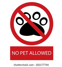 No pet allowed label