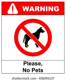 no pet allowed sign illustration vector no dogs, please, warning sticker for outdoors and public places isolated on white red circle