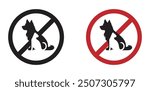 No pet allowed vector icons. Cat and dog no pet allowed vector signs set