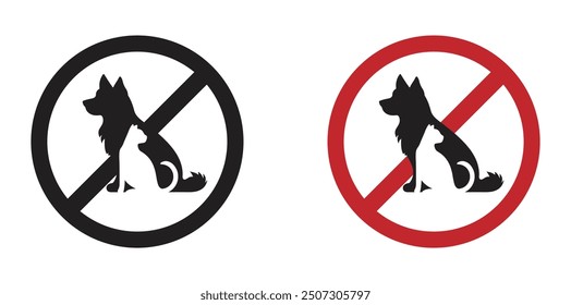 No se permiten mascotas iconos vectoriales. Gato y perro no se permite mascota signos de Vector establecidos