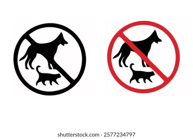No pet allowed vector icons. Cat and dog no pet allowed vector signs set