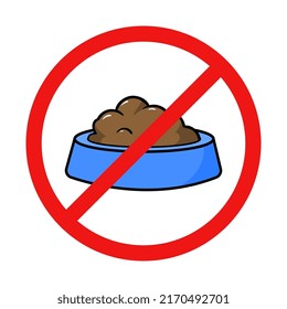 No Pet Food Sign on White Background