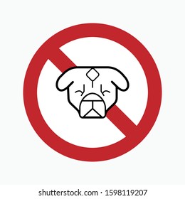 No Pet Warning - No Dog Icon, Vector, Banner, Label, Flat & Trendy Sign Symbol.