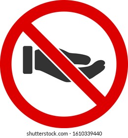 No petition hand vector icon. Flat No petition hand pictogram is isolated on a white background.