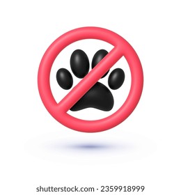 No pets 3d, great design for any purposes. Icon with no pets 3d for concept design. Vector isolated illustration