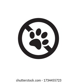 No Pets Allowed. Animal Paw Print. Not Allowing Pets. Prohibiting Sign Icon In Trendy  Design Vector Eps 10