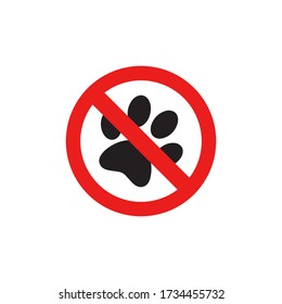 No Pets Allowed. Animal Paw Print. Not Allowing Pets. Prohibiting Sign Icon In Trendy  Design Vector Eps 10