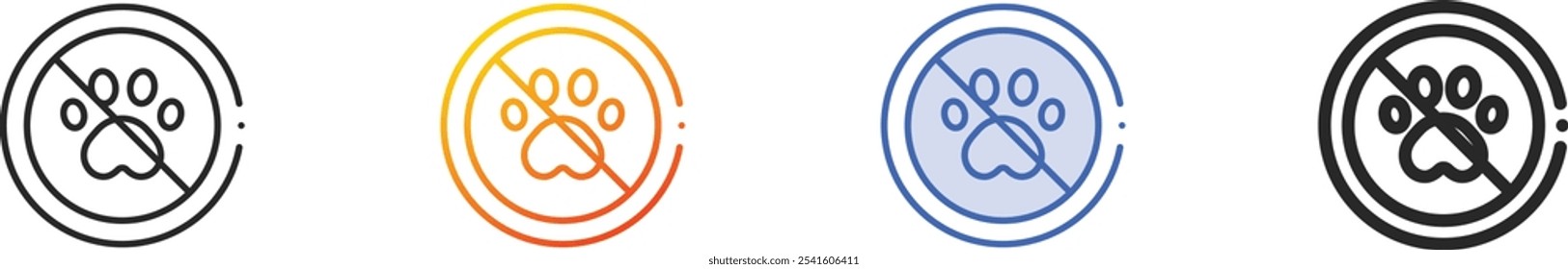 No pets allowed icon.Thin Linear, Gradient, Blue Stroke and bold Style Design Isolated On White Background