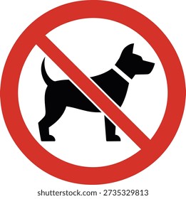 No pets allowed symbol vector illustration. Prohibition icon for public places. Domestic animal restriction sign. Red warning badge.