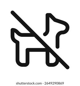 No pets allowed UI icon, no dog simple line user interface vector symbol with editable stroke