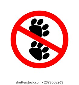 no pets or animal allowed vector sign sticker with footprint illustration