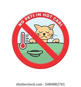 no pets in hot cars forbidden circle, prohibition sign, forbidden circle, crossed out red circle, ban symbol, vector poster