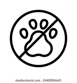 no pets line icon illustration vector graphic. Simple element illustration vector graphic, suitable for app, websites, and presentations isolated on white background