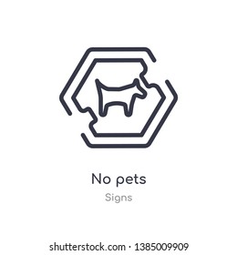 no pets outline icon. isolated line vector illustration from signs collection. editable thin stroke no pets icon on white background