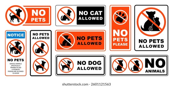 No pets sign collection set vector