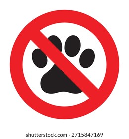 No Pets Symbol – Red Circle Over Paw Print – Gráfico de Vector para zonas libres de animales