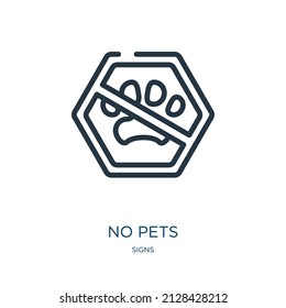 no pets thin line icon. dog, no linear icons from signs concept isolated outline sign. Vector illustration symbol element for web design and apps.