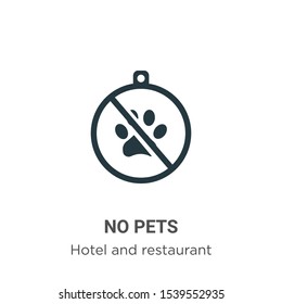 No pets vector icon on white background. Flat vector no pets icon symbol sign from modern hotel and restaurant collection for mobile concept and web apps design.