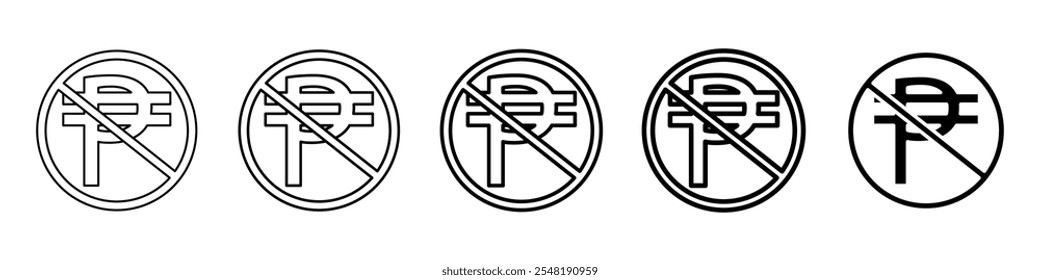no philippine currency icon Simple thin line logo set