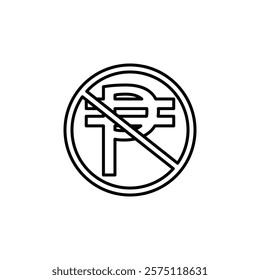 no philippine currency icon Simple outline illustration