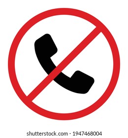 Kein Telefon-Call-Zeichen, Vektorgrafik einzeln auf weißem Hintergrund.