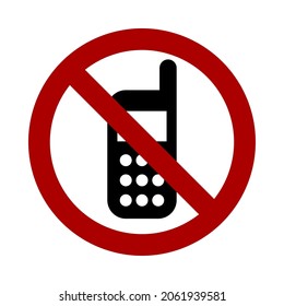 No Phone Call or Using Mobile Phone is not Allowed Warning Sign Icon. Vector Image.