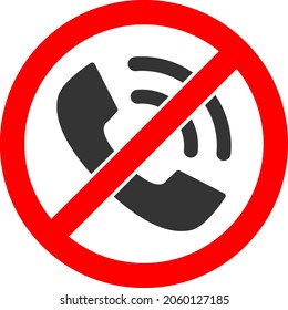 No Phone Calls Vector Illustration. A Flat Illustration Design Of No Phone Calls Icon On A White Background.