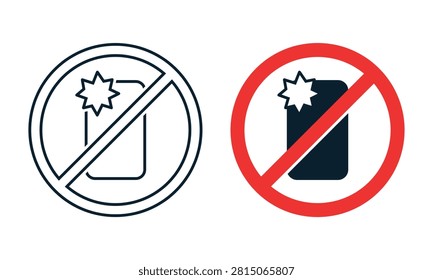 No Phone Flash Icon. Mobile Camera Forbidden Symbol. Vector Illustration