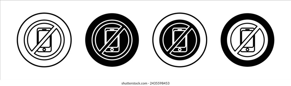 No phone flat line icon set. No phone Thin line illustration vector