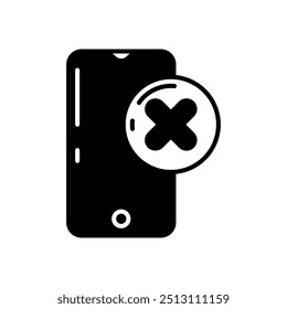 No Phone Glyph Icon, Vector illustration
