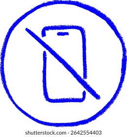 No Phone Icon Crayon Chalk Drawing Vector	