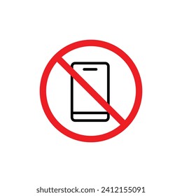 No phone icon designed in a line style on white background.