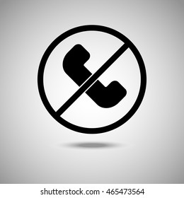 No phone Icon. Flat style. Grey background. Chat symbol for web design and mobile. Vector illustration.