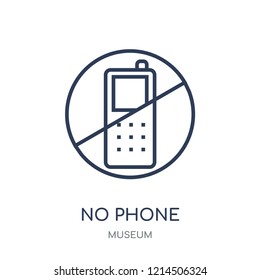 No phone icon. No phone linear symbol design from Museum collection. Simple outline element vector illustration on white background.