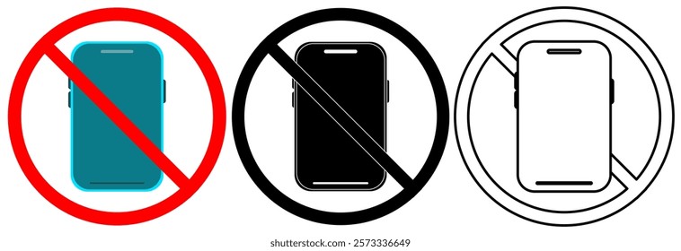 no phone icon, mobile phone prohibited, please turn off mobile phone, stop using device, no zone, simple flat style, illustration, logo sign symbol pictogram template, for ui or ux isolated on white	