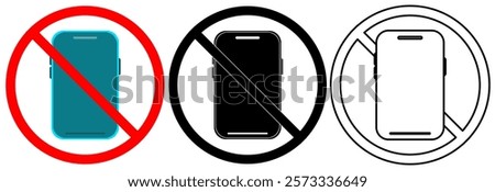 no phone icon, mobile phone prohibited, please turn off mobile phone, stop using device, no zone, simple flat style, illustration, logo sign symbol pictogram template, for ui or ux isolated on white	