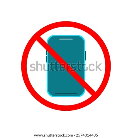 no phone icon, mobile phone prohibited, please turn off mobile phone, stop using device, no zone, simple flat style, illustration, logo sign symbol pictogram template, for ui or ux isolated on white	